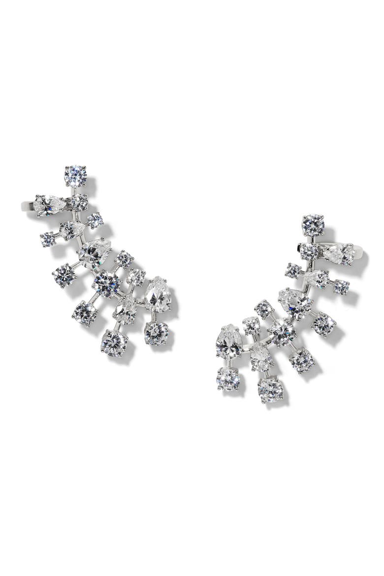 Hollywood Cluster Ear Climbers, Main, color, RHODIUM
