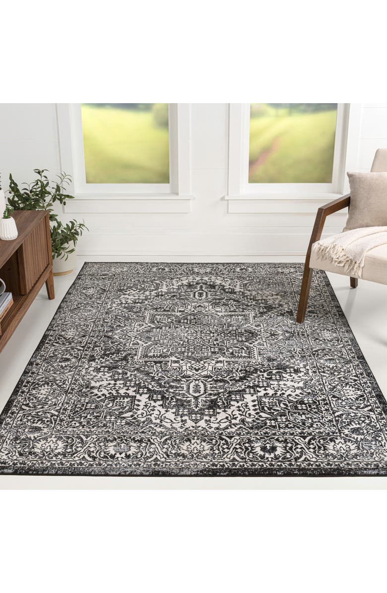 JONATHAN Y Modern Persian Vintage Medallion Area Rug, Main, color, Black