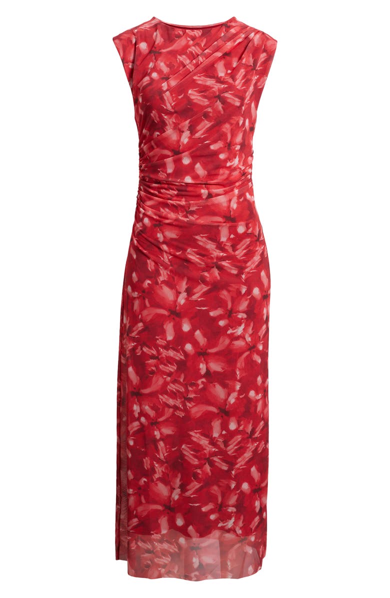 & Other Stories Floral Mesh Sheath Dress, Alternate, color, Red Medium