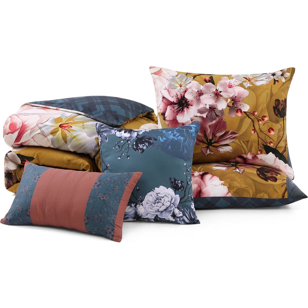 Bebejan Golden Bounty 5-piece Reversible Comforter Set In Gold