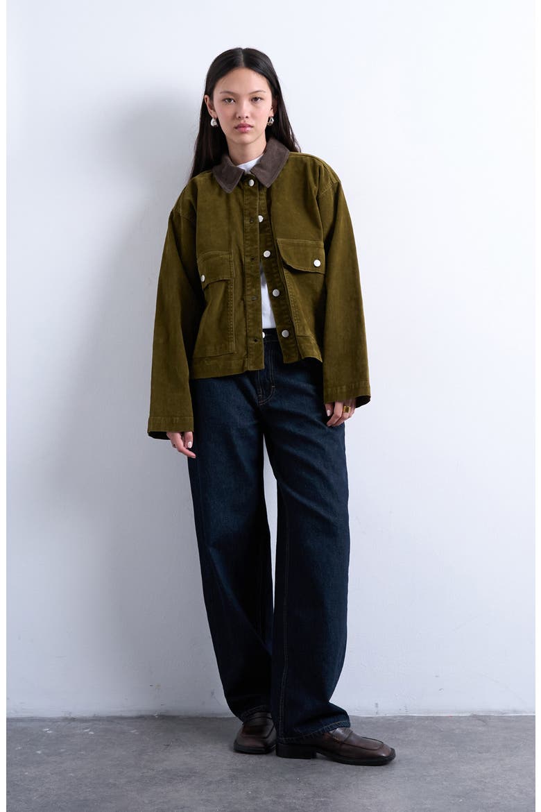 Corduroy Collar Jacket, Alternate, color, KHAKI