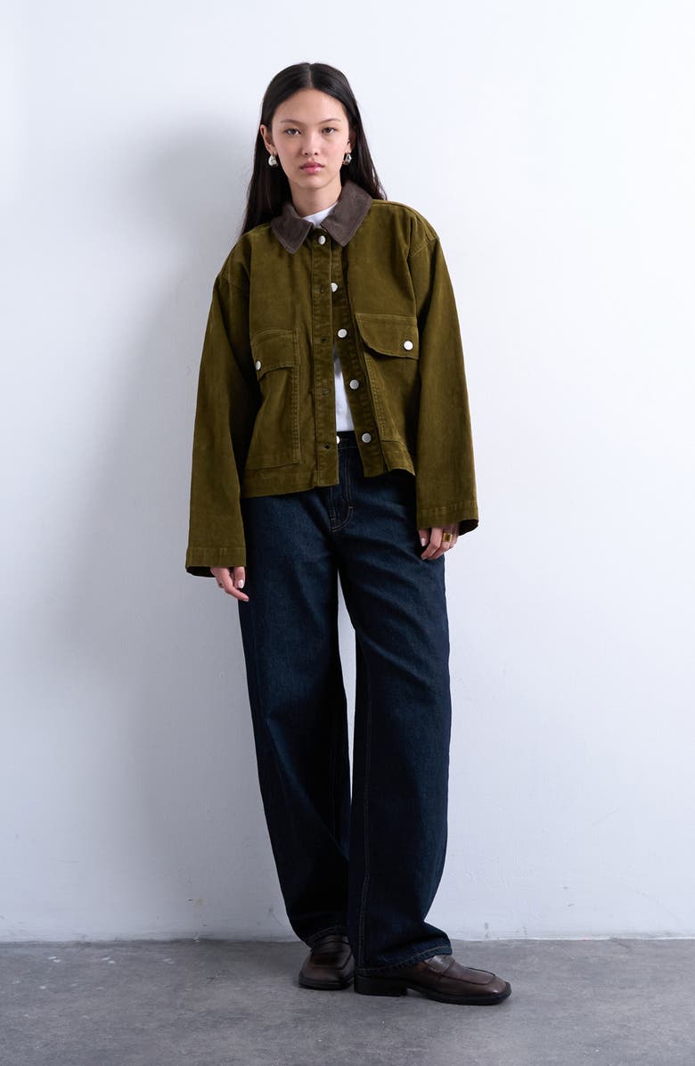 Topshop Corduroy Collar Jacket, Alternate, color,