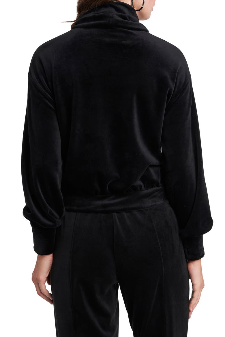 Cowl Neck Velour Top, Alternate, color, RICH BLACK