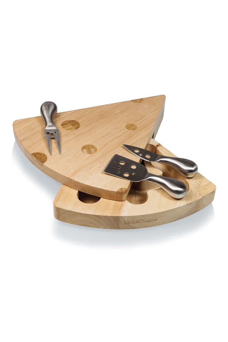 'Swiss Cheese' Cheese Board Set, Main, color, BROWN