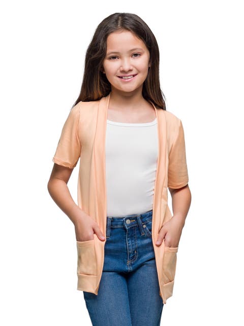 Short Sleeve Open Front Layering Shrug with Pockets