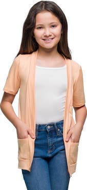 24sevenKid Short Sleeve Open Front Layering Shrug with Pockets
