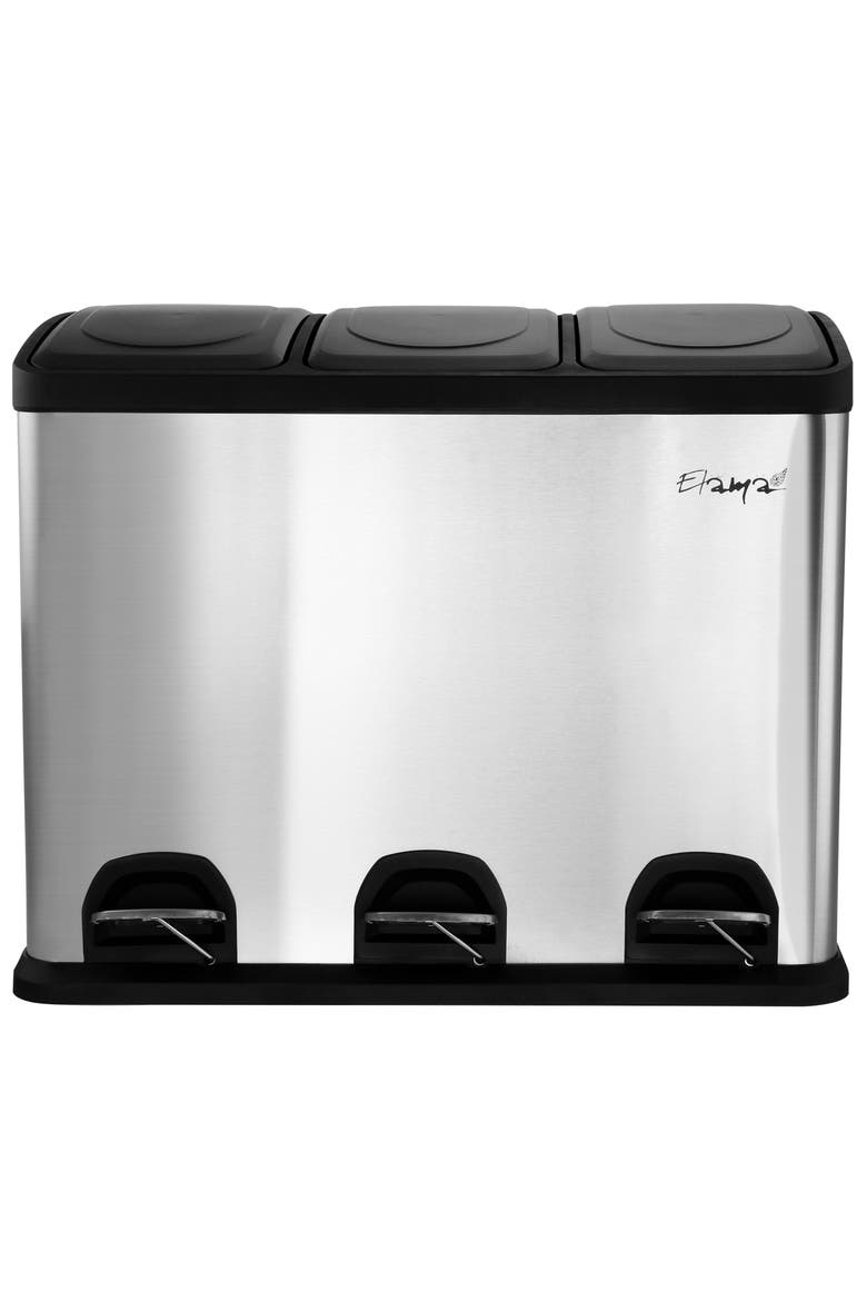 3 Section 4 Gallon Each Section Trash Bin, Main, color, Silver