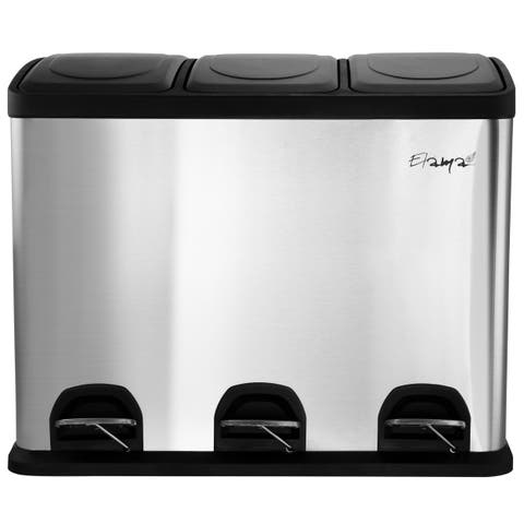 3 Section 15 Liter/4 Gallon Each Section Trash and Recycling Step Bin