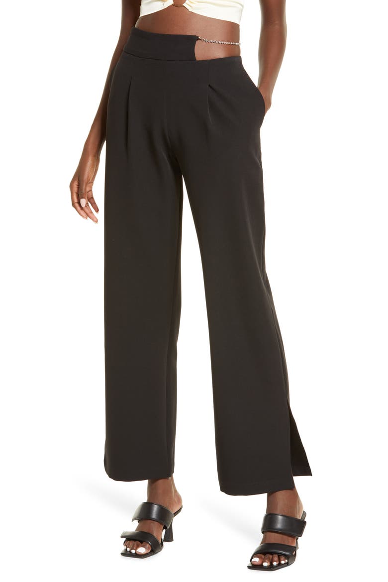 Cutout High Waist Pants, Main, color, BLACK