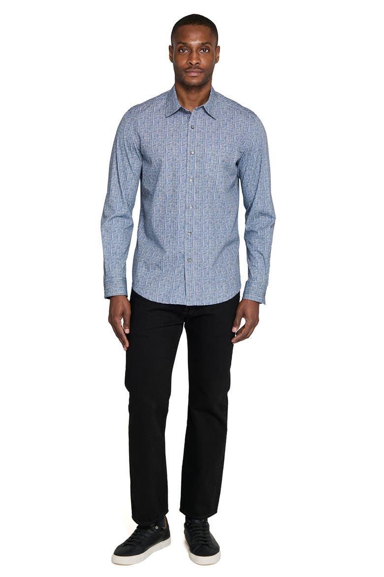 Reworked Slim Fit Crosshatch Print Cotton Button-Up Shirt, Alternate, color, INDIGO