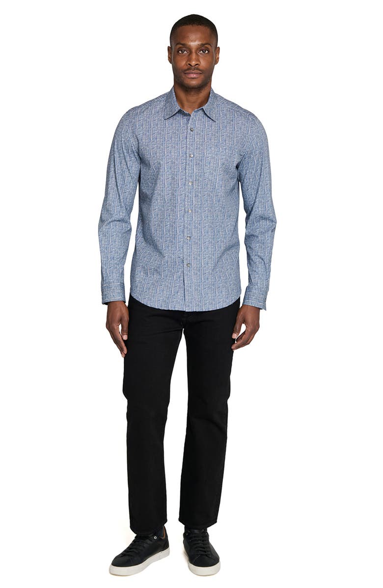W.R.K Reworked Slim Fit Crosshatch Print Cotton Button-Up Shirt, Alternate, color, Indigo