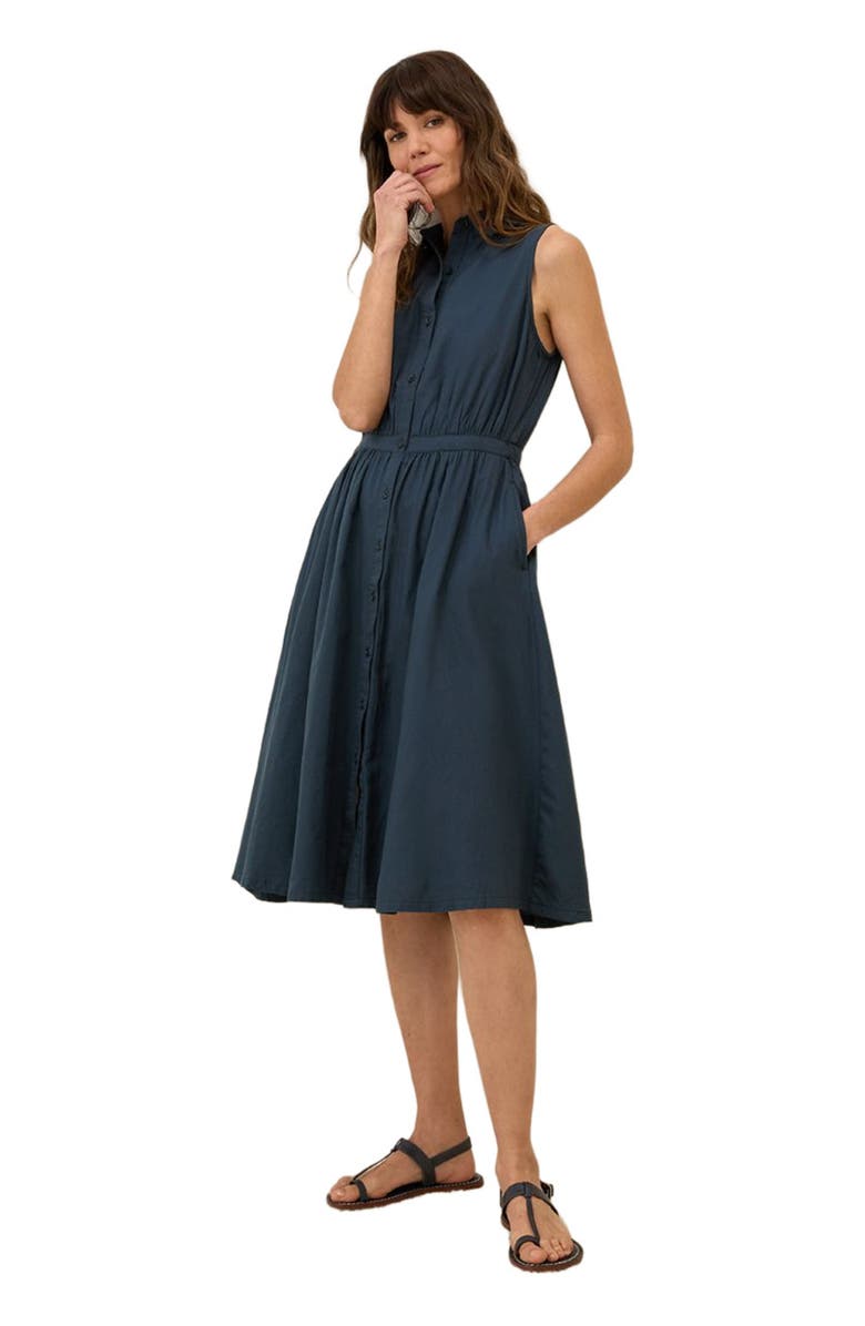 Pact Organic Cotton Sunset Lightweight Cotton Sleeveless Shirtdress, Main, color, Midnight Blue