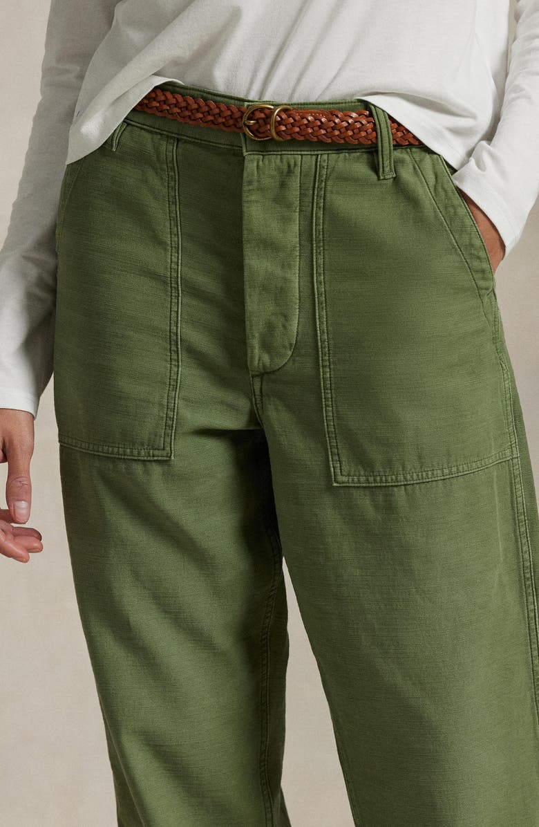 Polo Ralph Lauren Ricky Cotton Sateen Utility Pants, Alternate, color, Olive