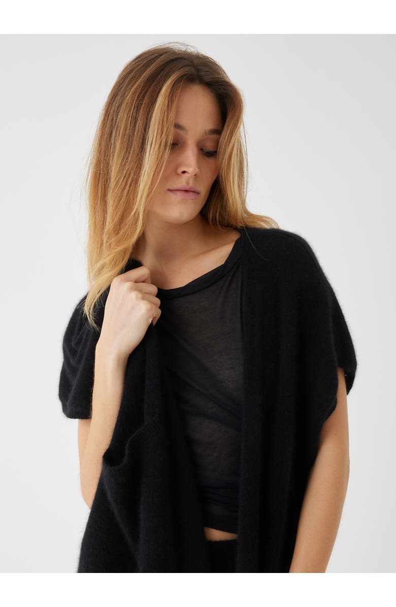 Majestic Filatures Ultra Soft Three Quarter Length Laser Cut Vest, Alternate, color, Noir