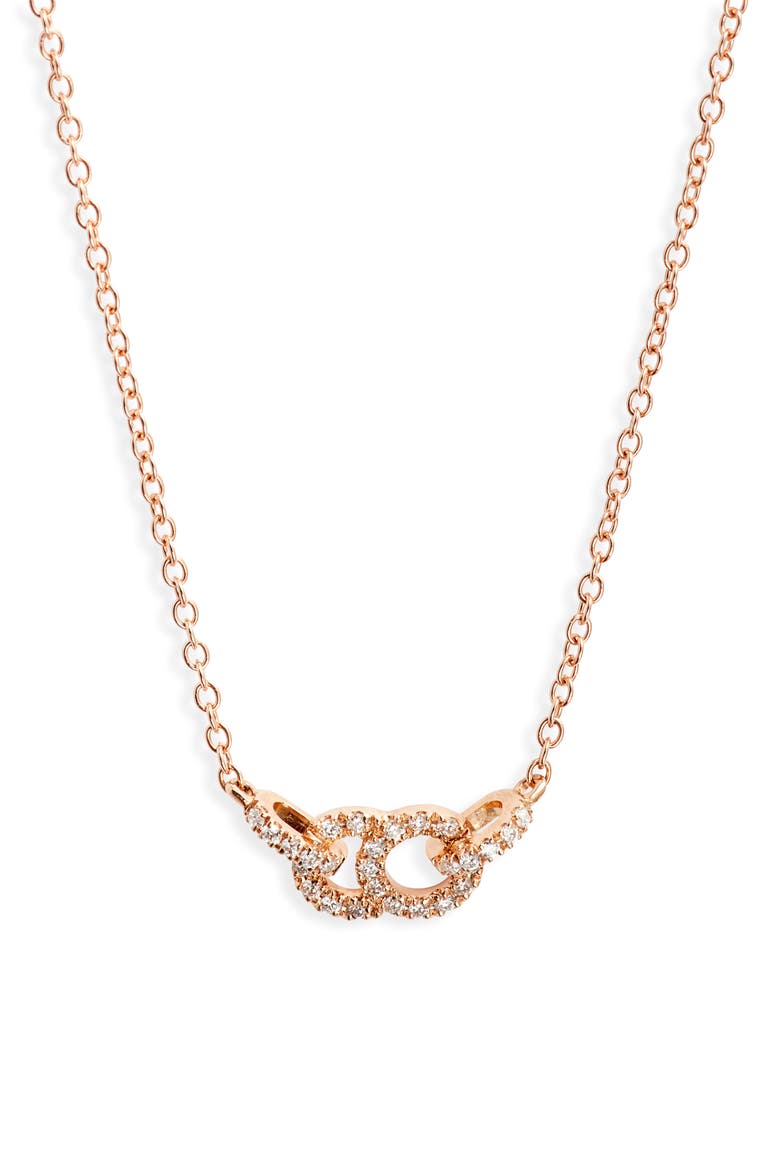 Celeste Interlocking Lab Created Diamond Pendant Necklace, Main, color, ROSE GOLD