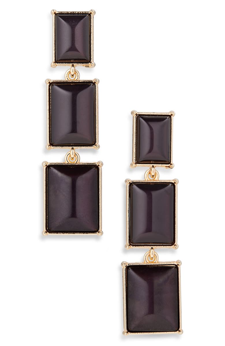 Tasha Crystal Stone Drop Earrings, Main, color, Gold/ Black