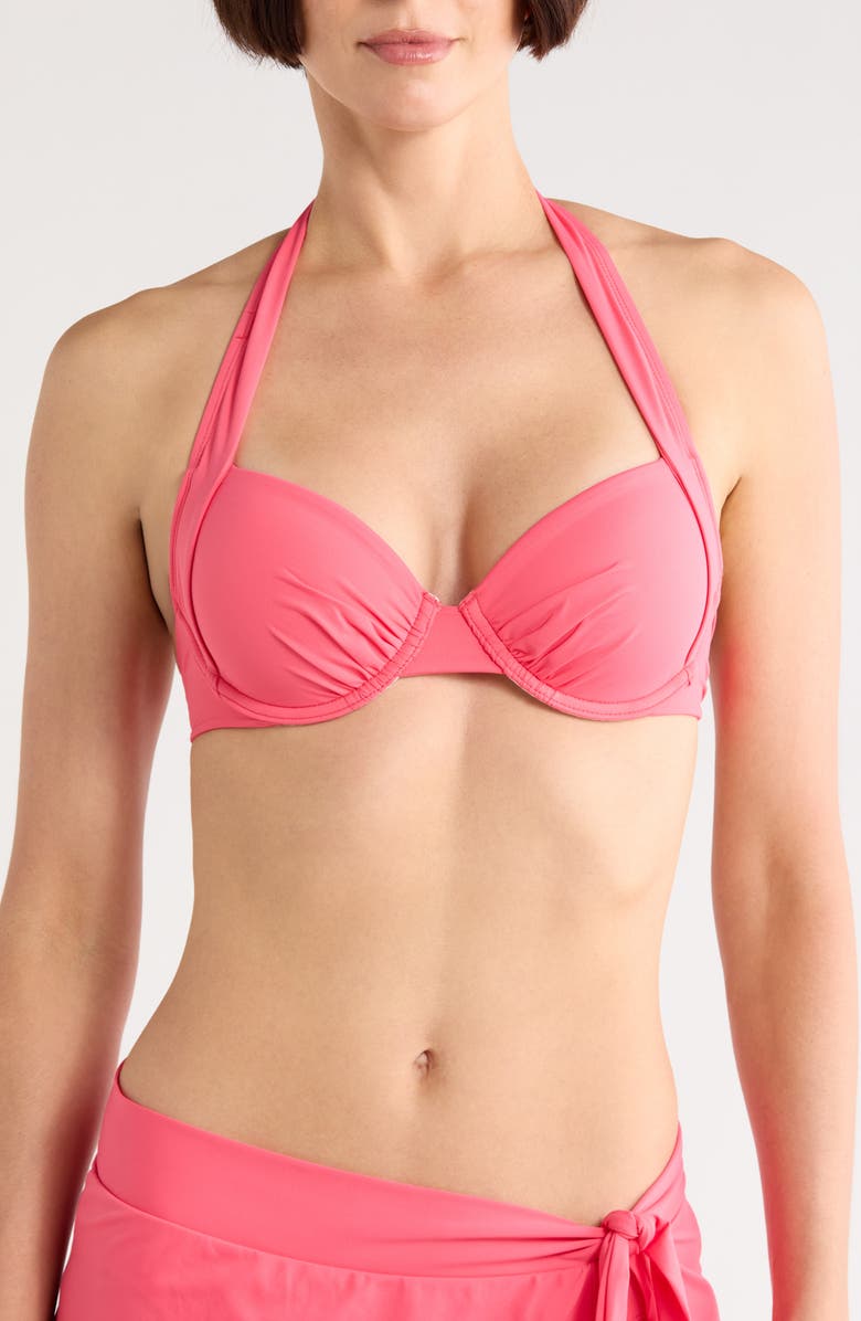 Tommy Bahama Underwire Halter Bikini Top, Main, color, Coral Coast