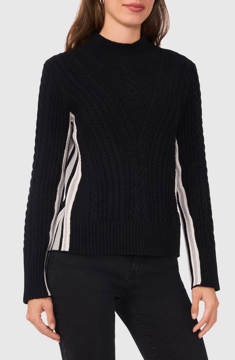 Halogen<sup>®</sup> Mixed Cable Mock Neck Sweater, Main, color, 