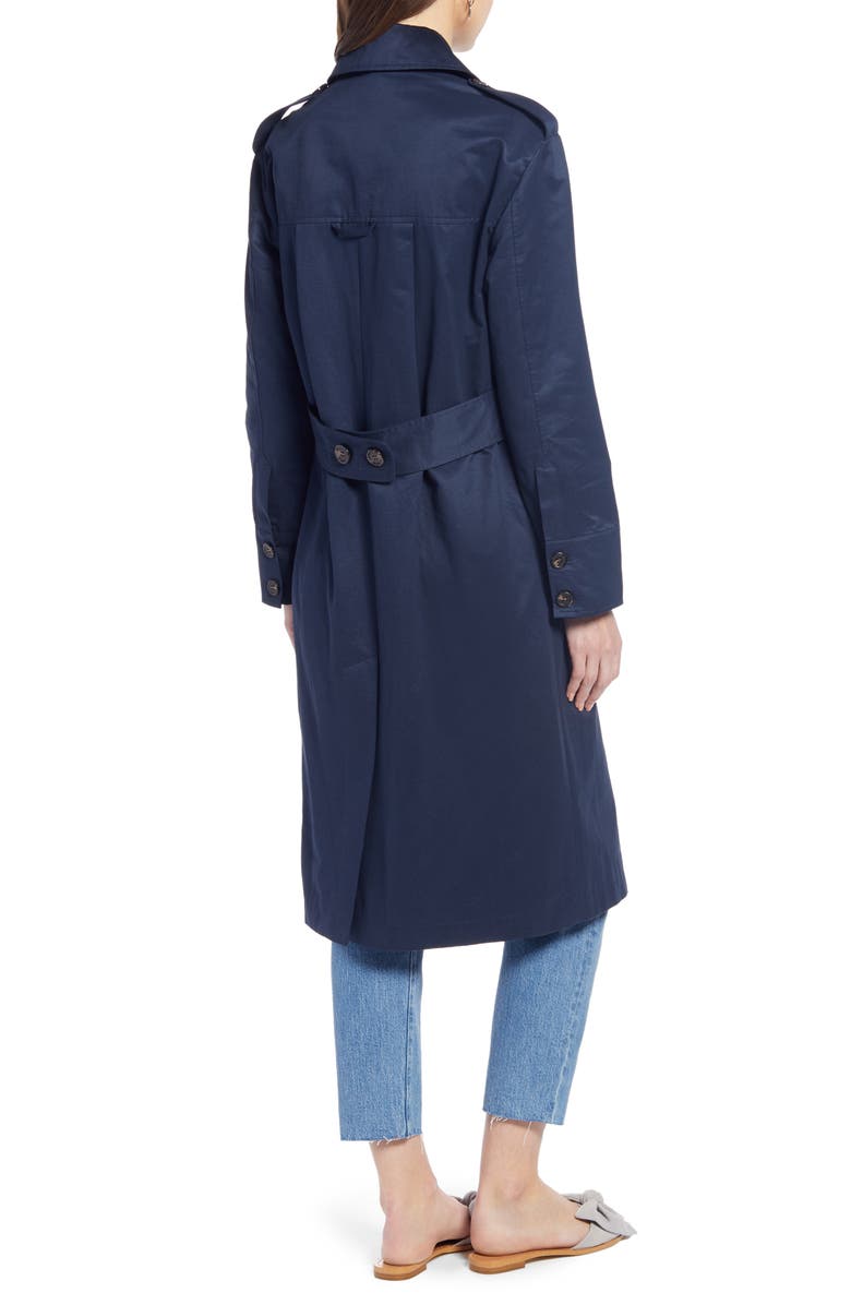 Something Navy Contrast Trim Trench Coat, Alternate, color, 