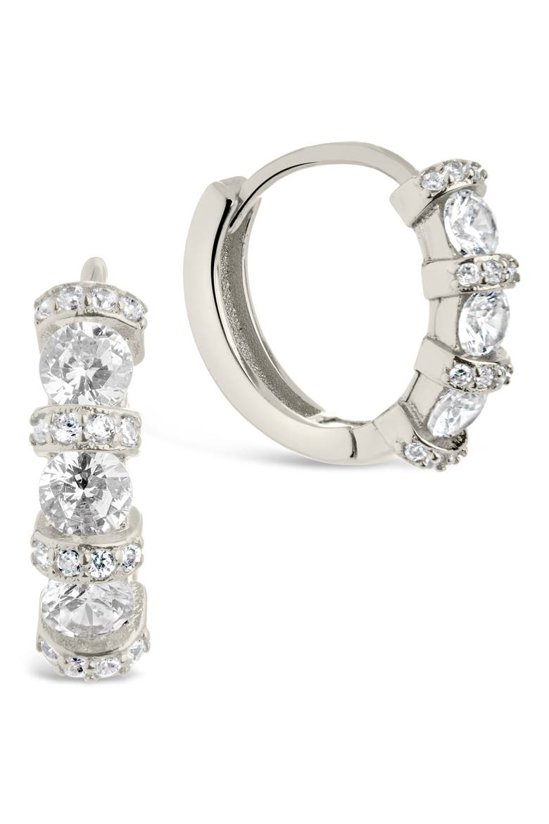 Iskara CZ Huggie Hoop Earrings, Main, color, SILVER