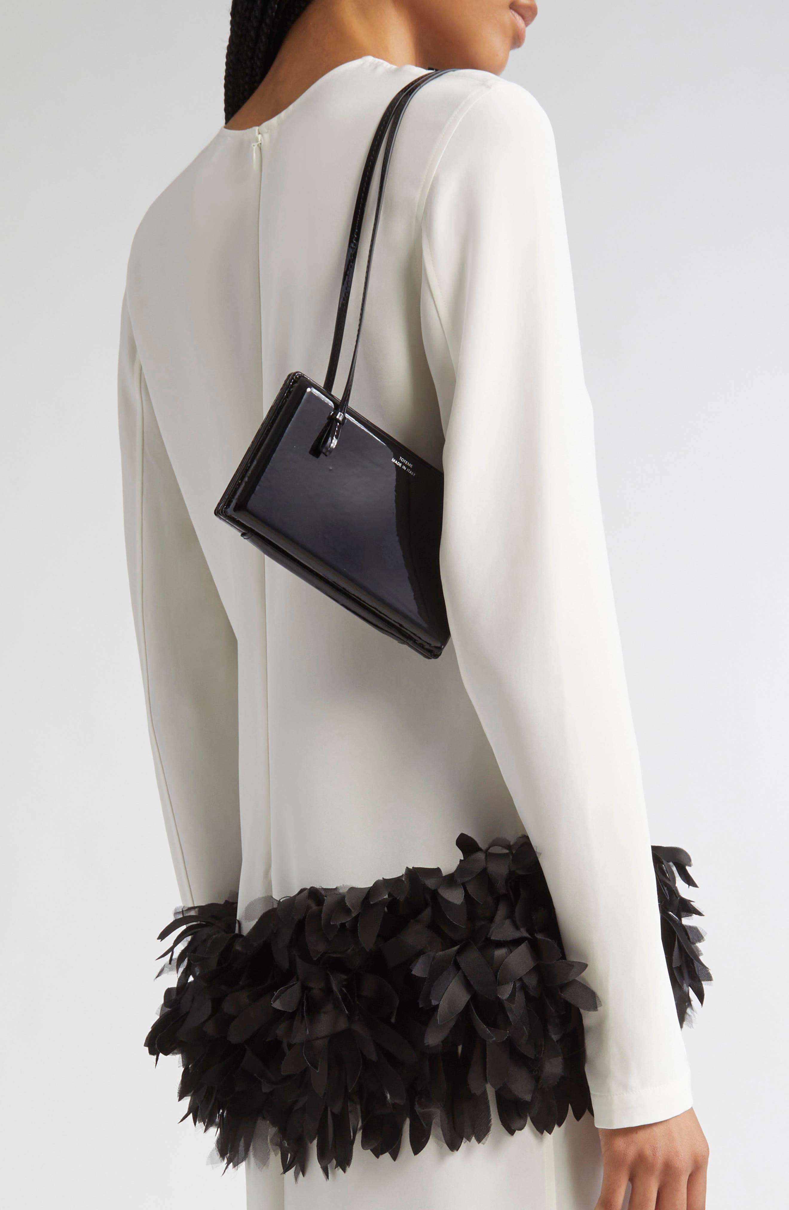 TOTEME Cocktail Patent Leather Shoulder Bag, Alternate, color, Black