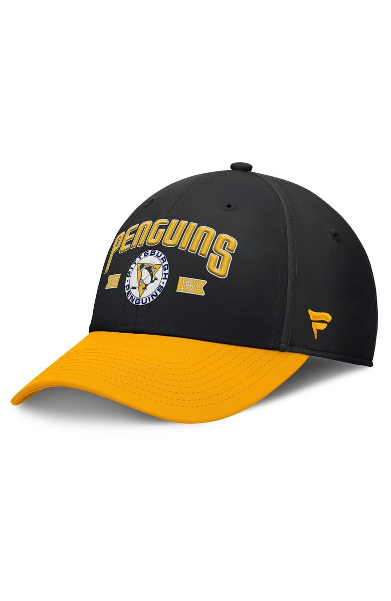 FANATICS Men's Fanatics Black/Gold Pittsburgh Penguins Heritage Captain Flex Hat, Main, color, Black