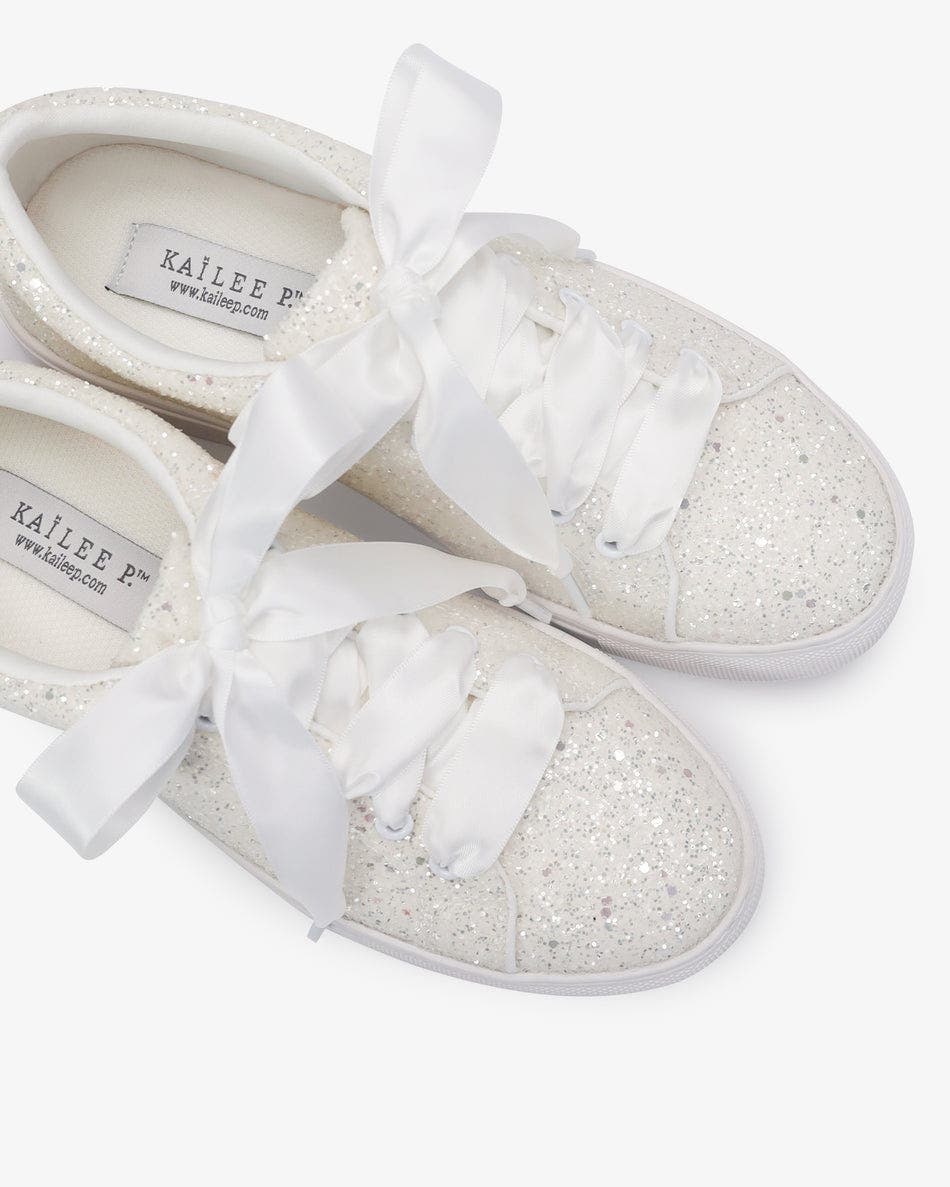 Kailee P Lucy Rock Glitter Wedding Platform Sneakers, Alternate, color, White
