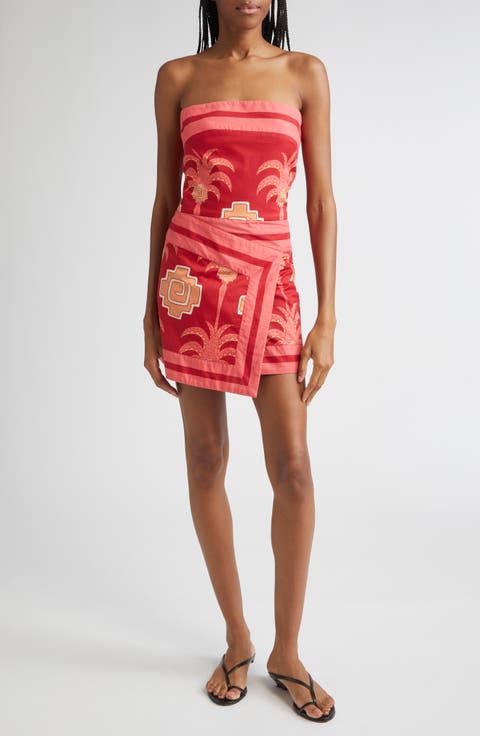 Raiz Ritual Strapless Faux Wrap Minidress