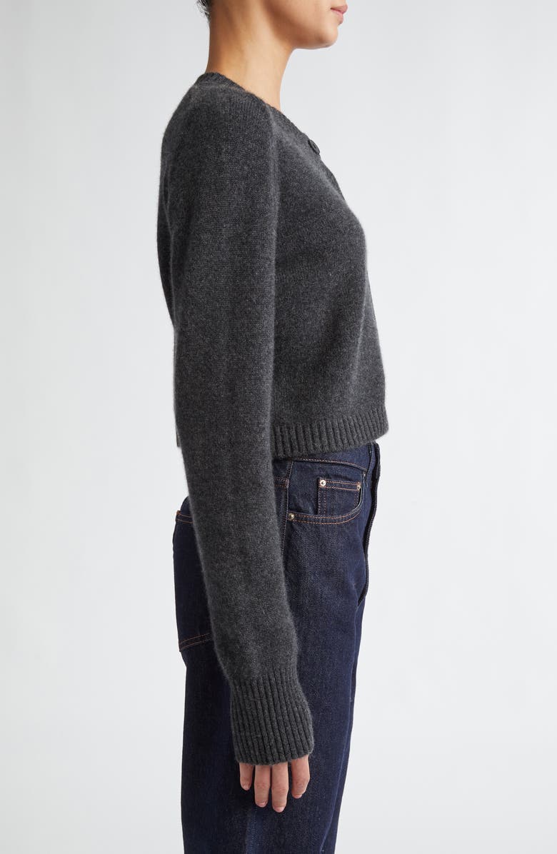 LOULOU DE SAISON Zephir Crop Cashmere Cardigan, Alternate, color, Anthracite Melange