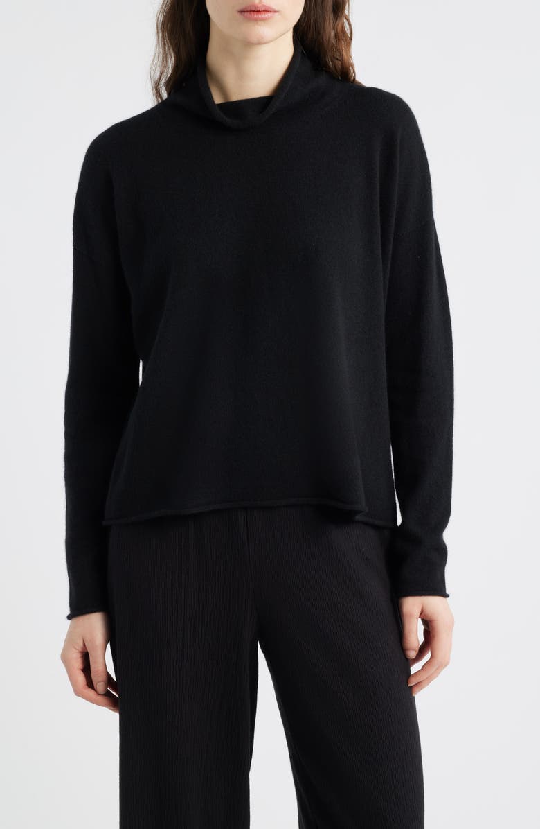 Eileen Fisher Turtleneck Cashmere Sweater, Main, color, Black