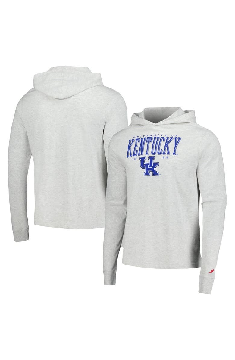 LEAGUE COLLEGIATE WEAR Men's League Collegiate Wear Ash Kentucky Wildcats Team Stack Tumble Long Sleeve Hooded T-Shirt, Alternate, color, Ash
