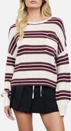 Blu Pepper Striped Raw Edge Crewneck Sweater