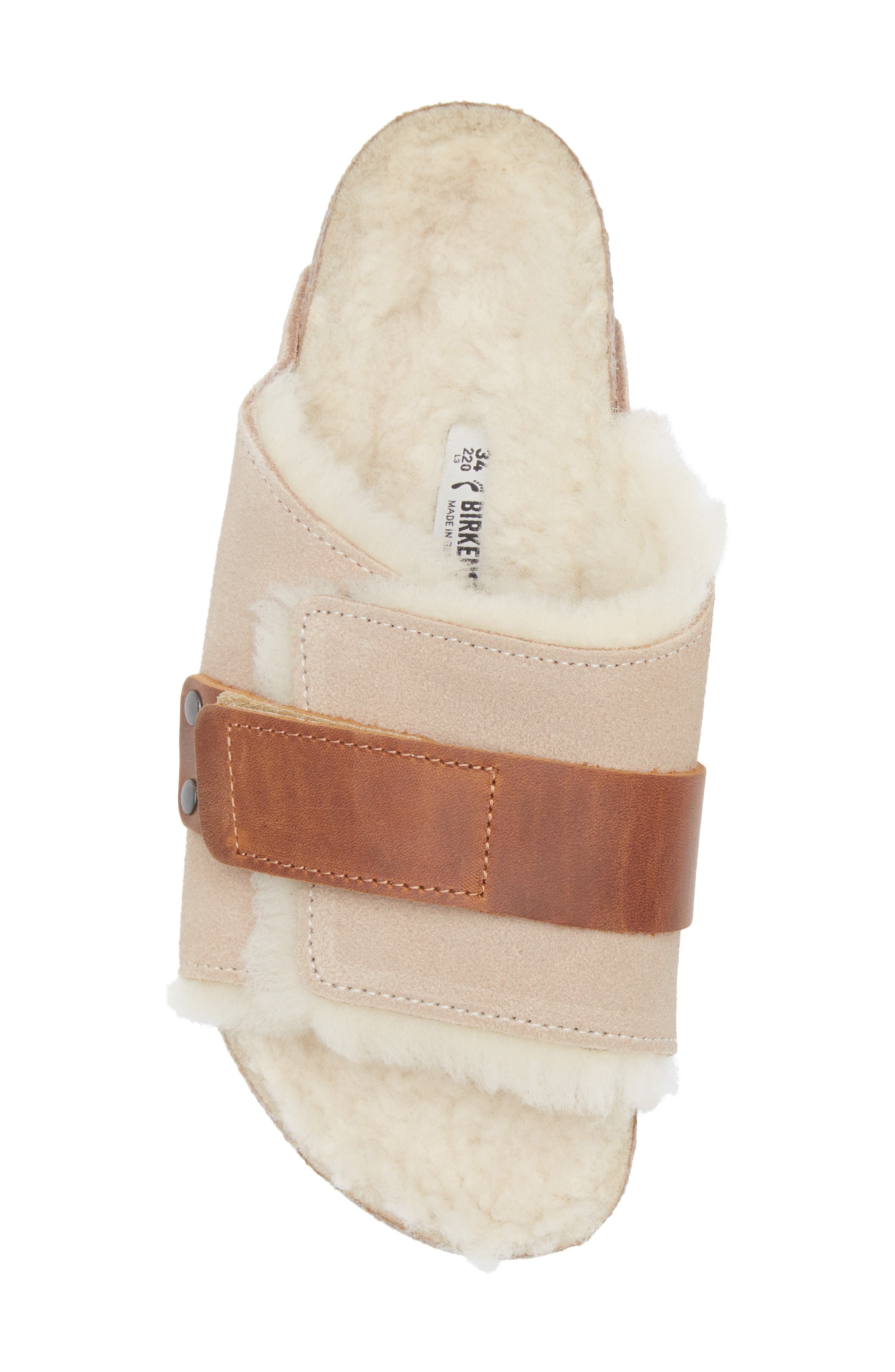 Birkenstock Kids' Kyoto Genuine Shearling Lined Slide Sandal, Alternate, color, Beige
