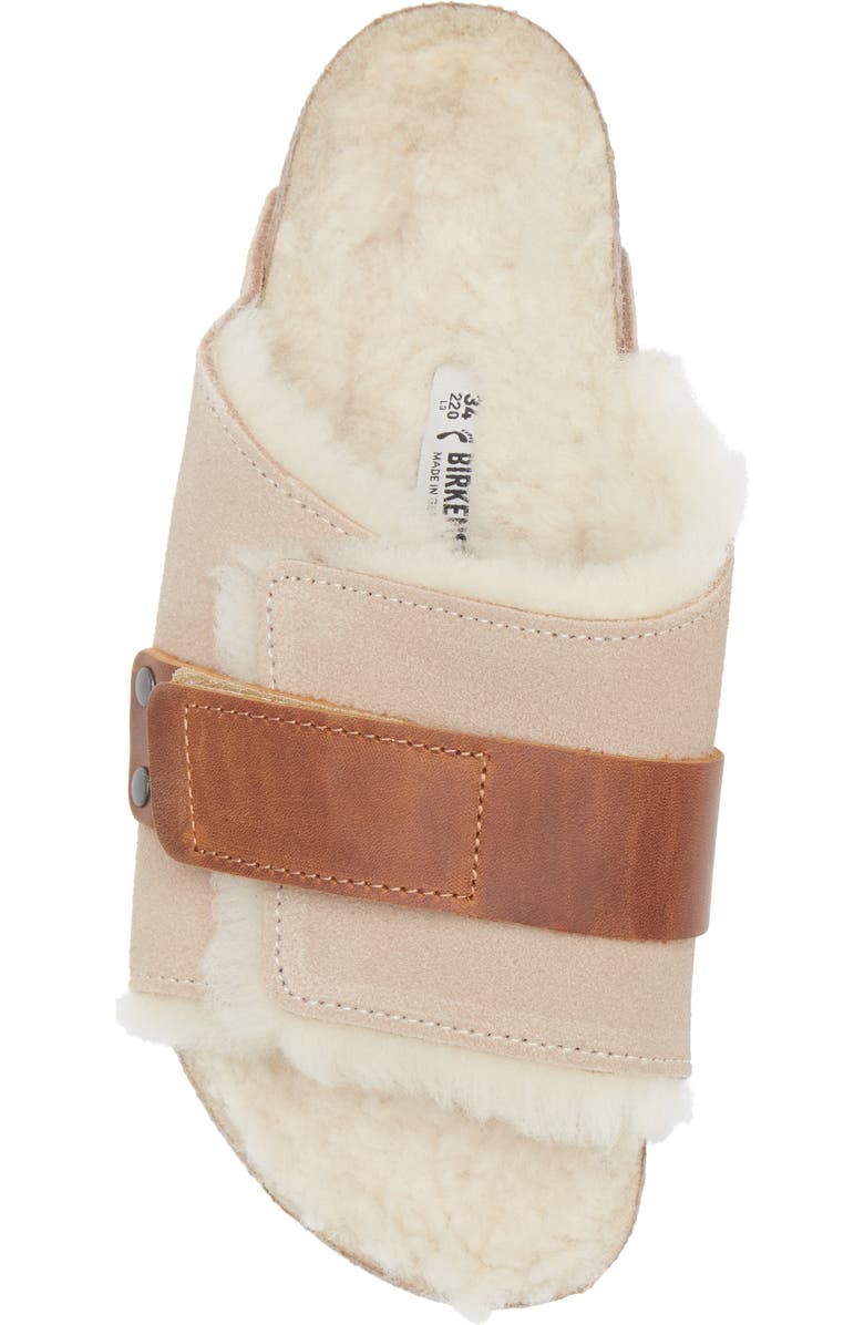 Birkenstock Kids' Kyoto Genuine Shearling Lined Slide Sandal, Alternate, color, Beige