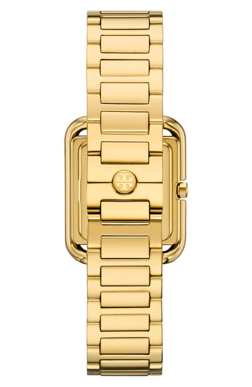 Tory Burch The Kira Square Three Hand Gold Tone Stainless Steel Watch, 24mm X 24mm In Gold