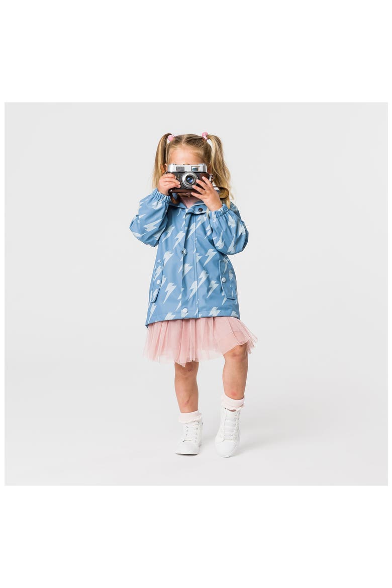 Kids' Lightning Bolt Waterproof Raincoat, Alternate, color, BLUE