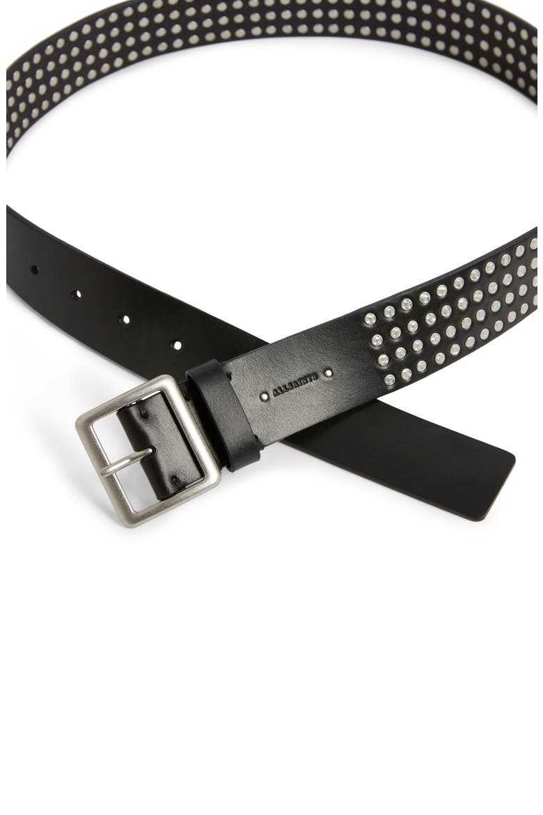 Hammered Stud Leather Belt, Alternate, color, BLACK