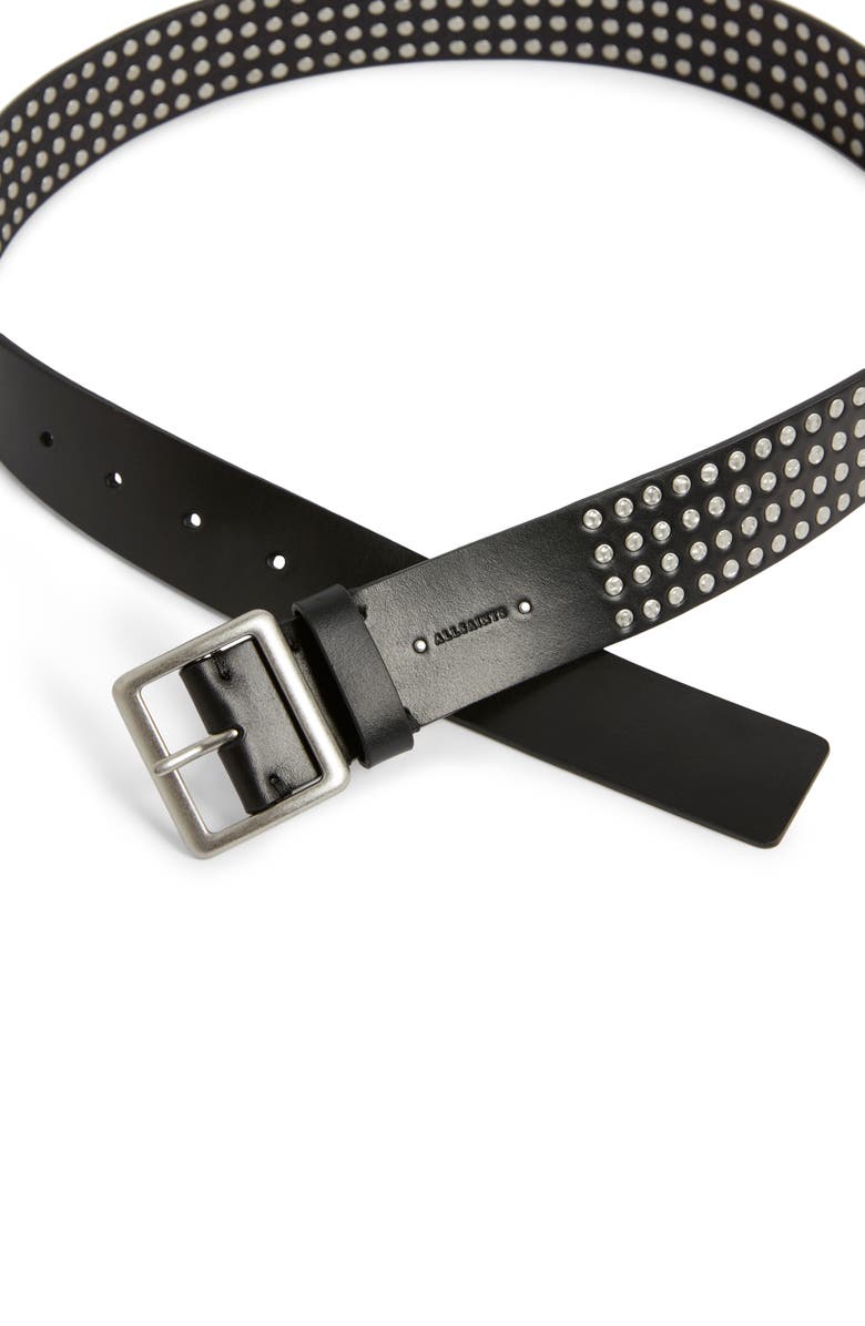 AllSaints Hammered Stud Leather Belt, Alternate, color,