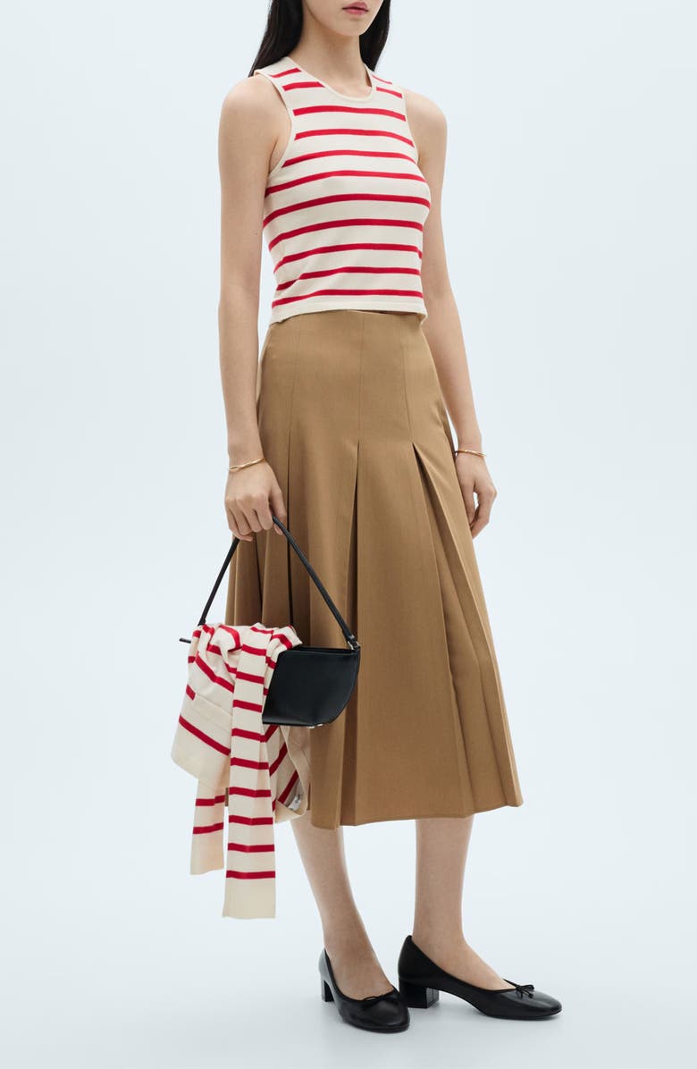 MANGO Stripe Knit Crop Tank, Alternate, color, Red