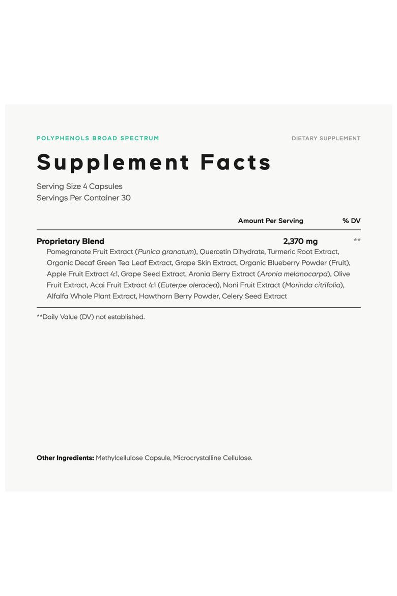 Polyphenols Broad Spectrum Vegan Superfood Supplement, Alternate, color, White
