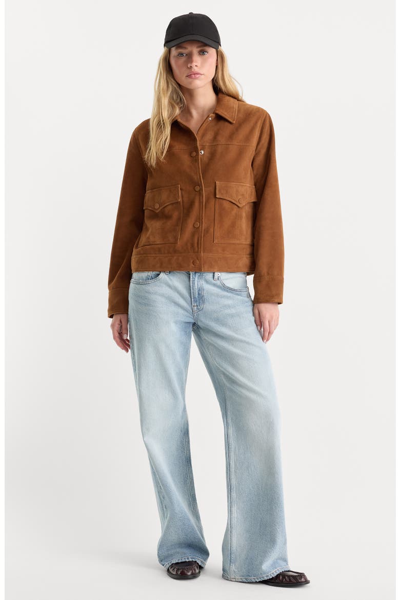The Boxy Suede Jacket, Alternate, color, CAFE CLAY