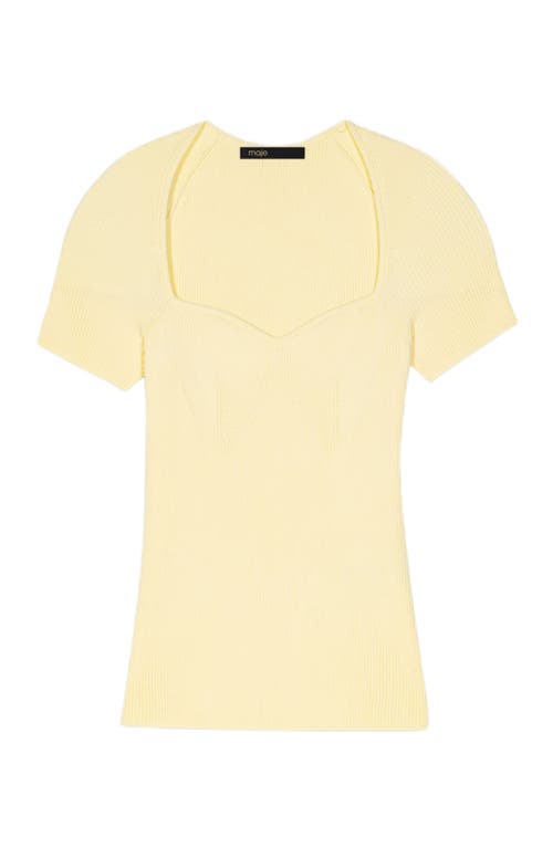 Maje Moka Rib-knit Sweater In Yellow