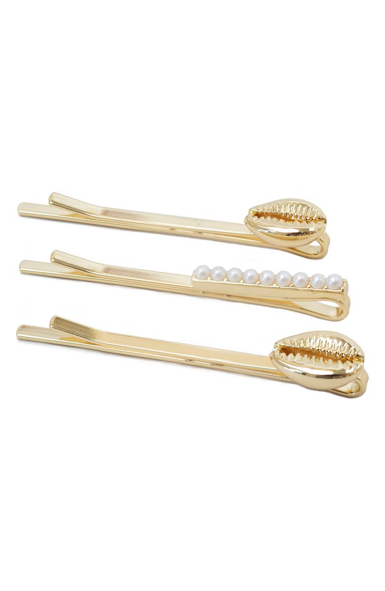 Uncommon James by Kristin Cavallari 3-Pack Imitation Pearl & Shell Bobby Pins, Main, color, 