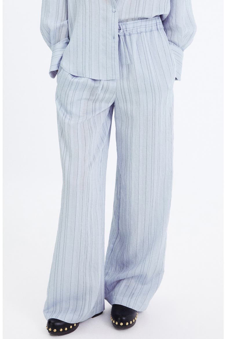 Striped Straight Leg Trousers, Main, color, BLUE