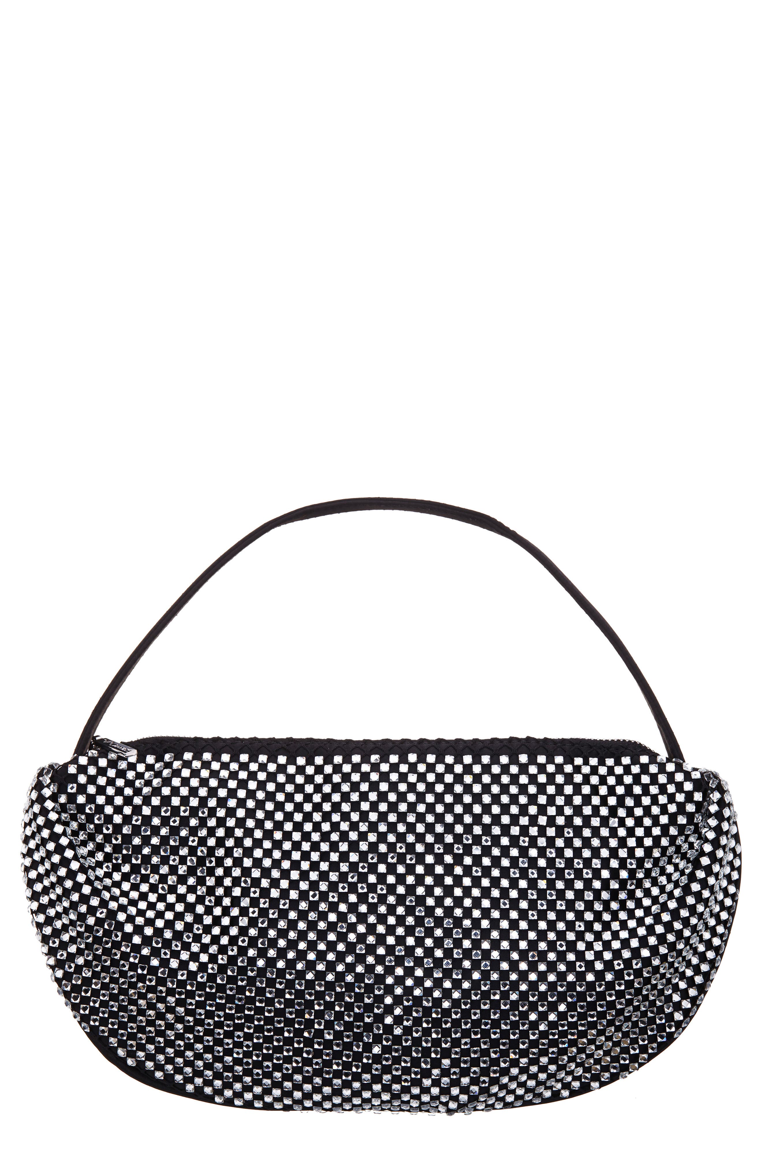 Nina Half Moon Rhinestone Mesh Shoulder Bag