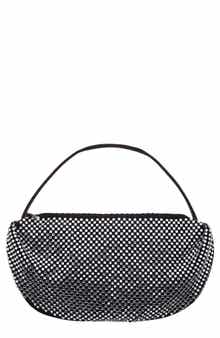 Nina Half Moon Rhinestone Mesh Shoulder Bag