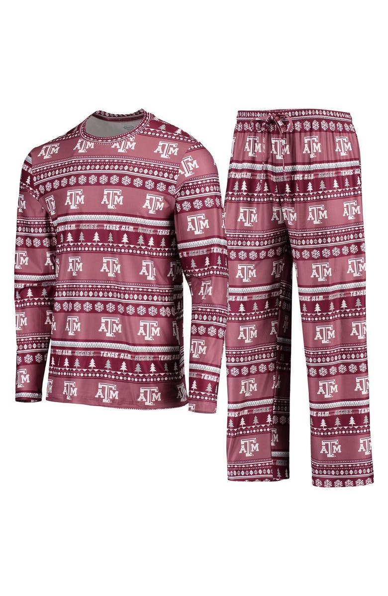 CONCEPTS SPORT Men's Concepts Sport Maroon Texas A&M Aggies Ugly Sweater Long Sleeve T-Shirt and Pants Sleep Set, Alternate, color, Maroon
