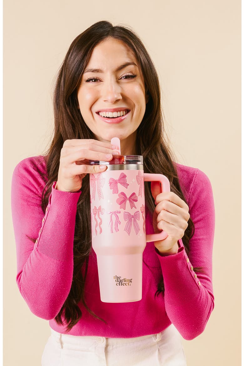 40 Ounce Lifestyle Flip Straw Tumbler, Alternate, color, BLUSHING BOWS
