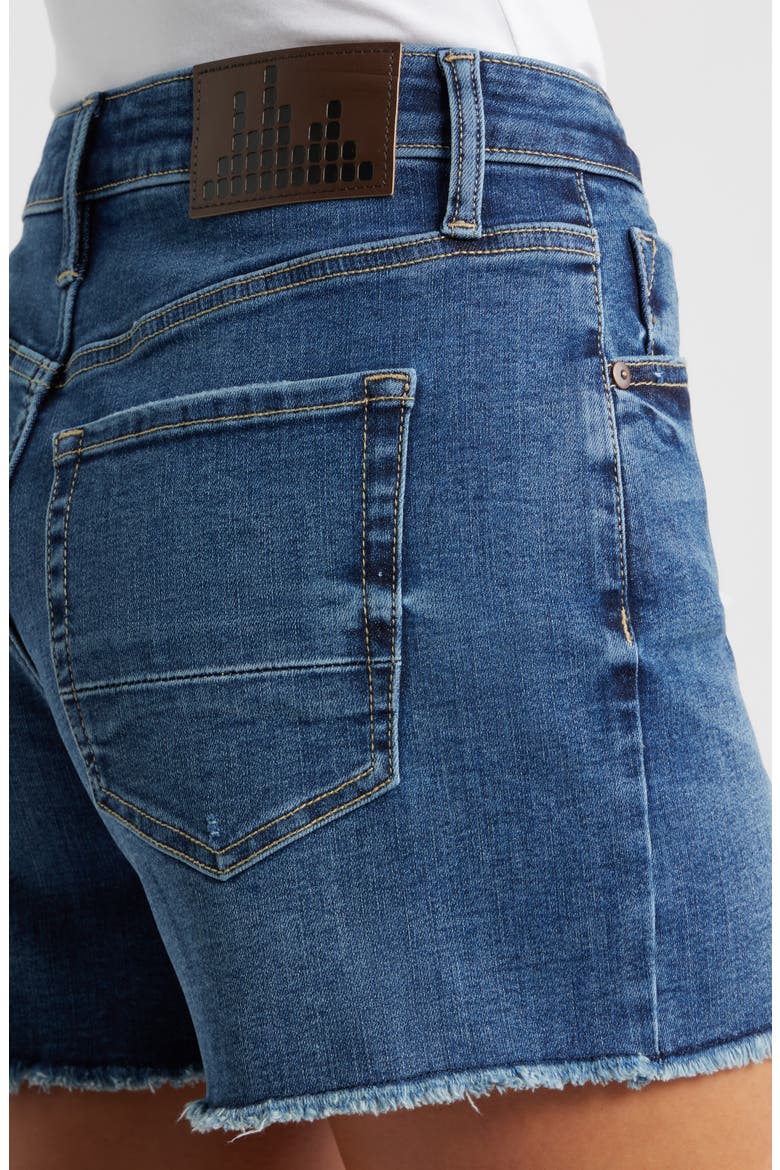 Frayed Denim Shorts, Alternate, color, DARK TAGGED WHISKER