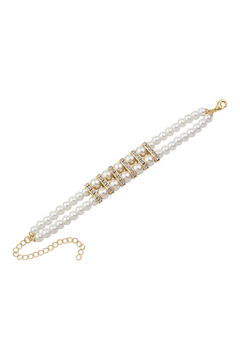 Faux Pearl & Crystal Double Strand Bracelet (Nordstrom Exclusive), Alternate, color, WHITE/ GOLD